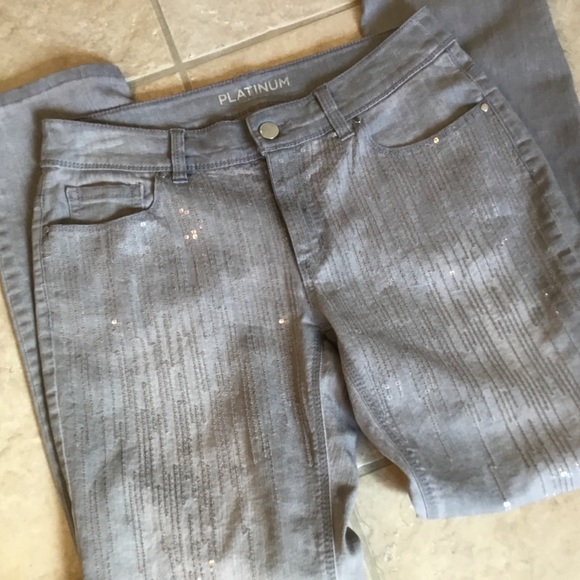Chico’s Platinum Denim Sequin Frost slim-leg jean - Picture 4 of 8